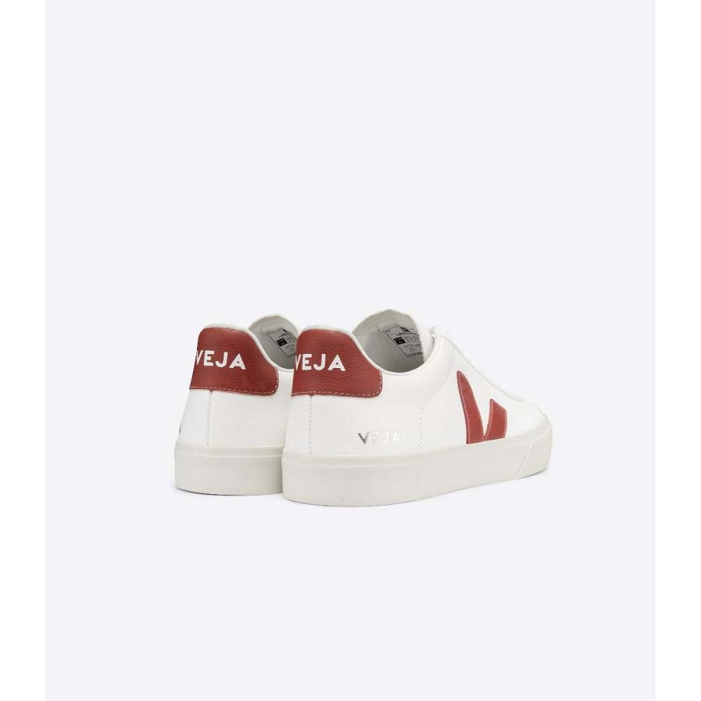 Low Tops Sneakers Barbati Veja CAMPO CHROMEFREE White/Red | RO 299MQZ